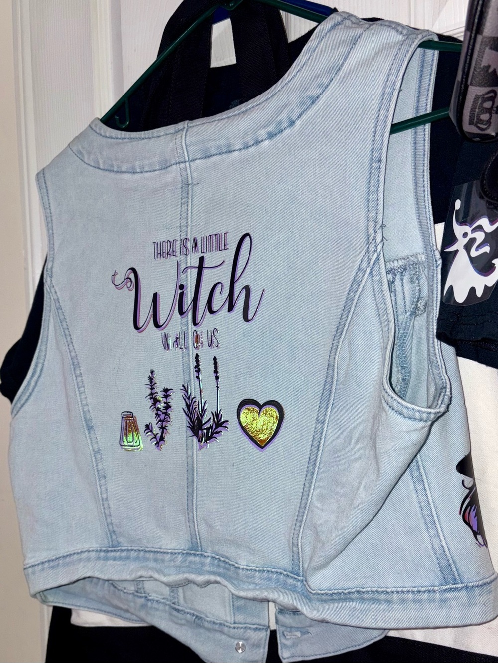 Kensie Light Blue Denim Vest detailed practical magic witch vest